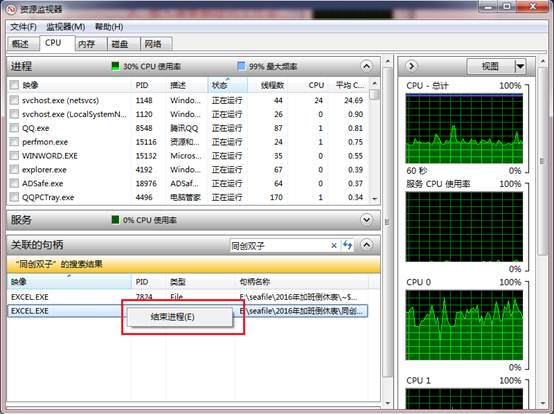Win7资源监视器